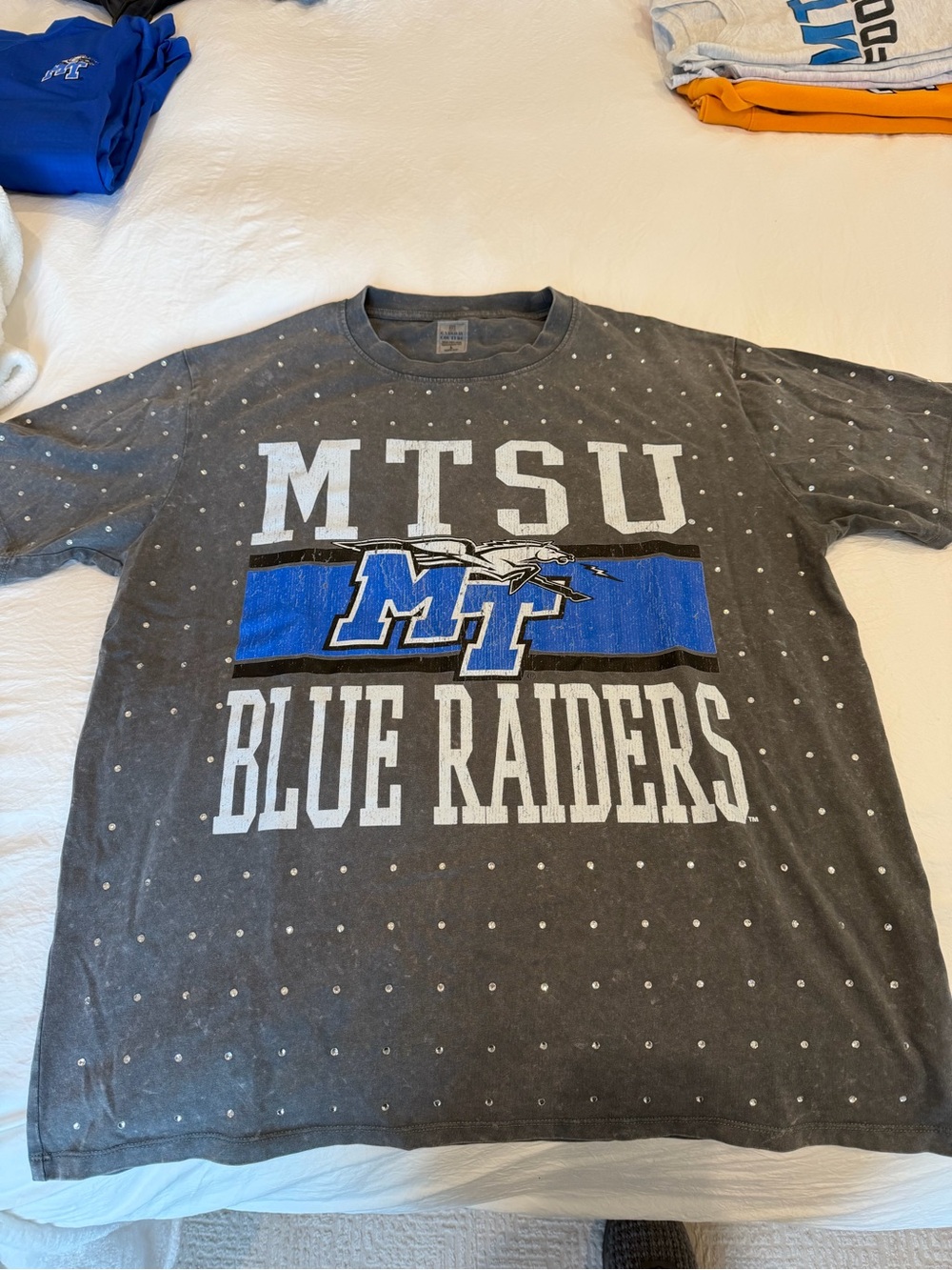 MTSU Blue Raiders Women's Graphic Tee - Gray with Blue Accents